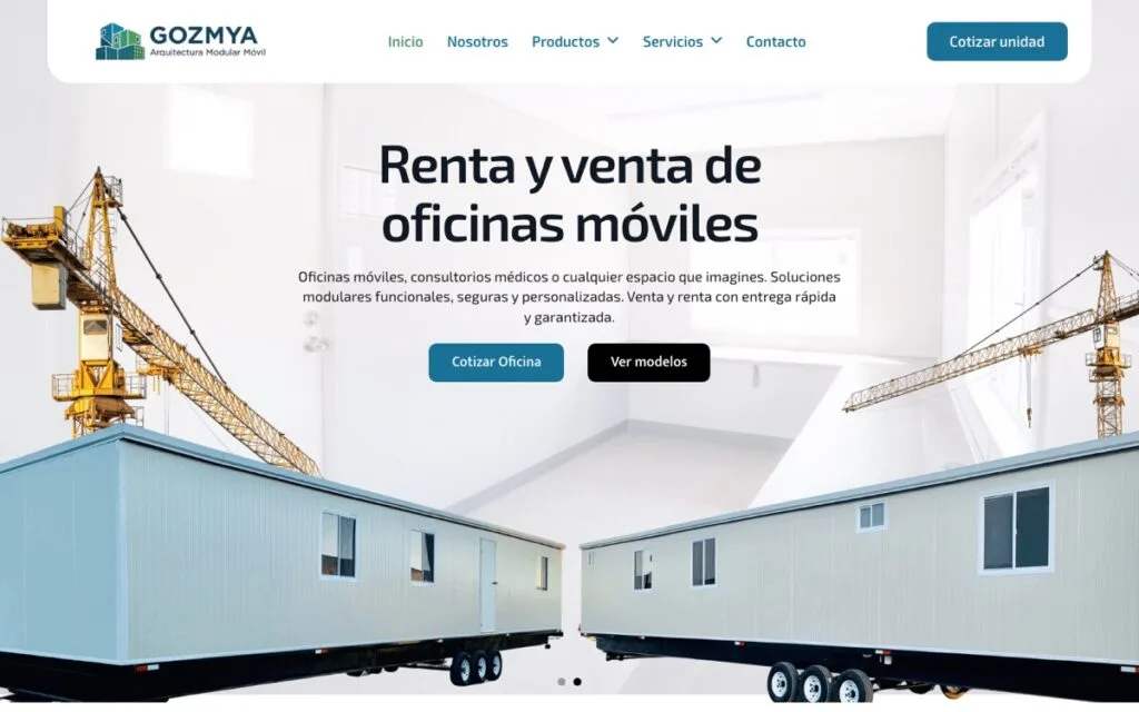 Diseño de página web para Gozmya - Arquitectura Modular Móvil en Tampico, Tamaulipas — proyecto de Arturo Guzmán