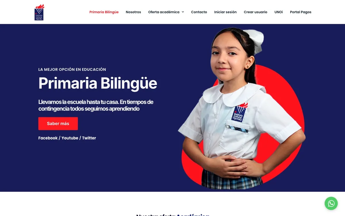 Sitio web de Instituto Cultural Vigotsky diseñado por Arturo Guzmán