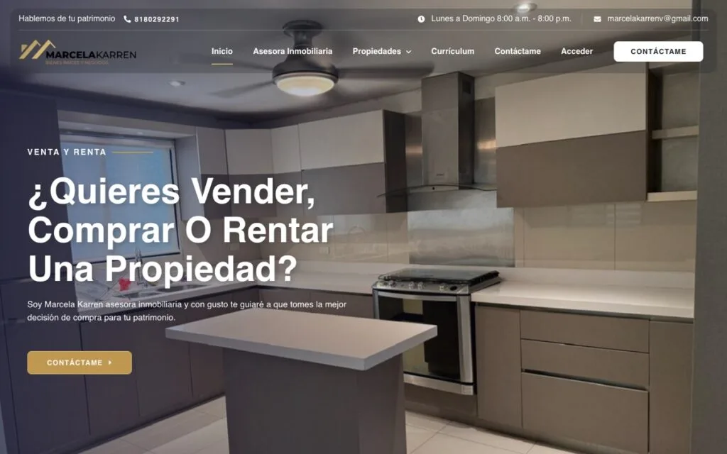 Diseño de página web para Marcela Karren Bienes Raíces y Negocios en Monterrey — proyecto de Arturo Guzmán