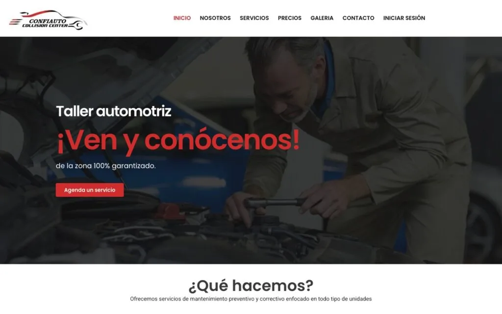 Diseño de página web para Confiauto Collision Center en Tampico, Tamaulipas — proyecto de Arturo Guzmán