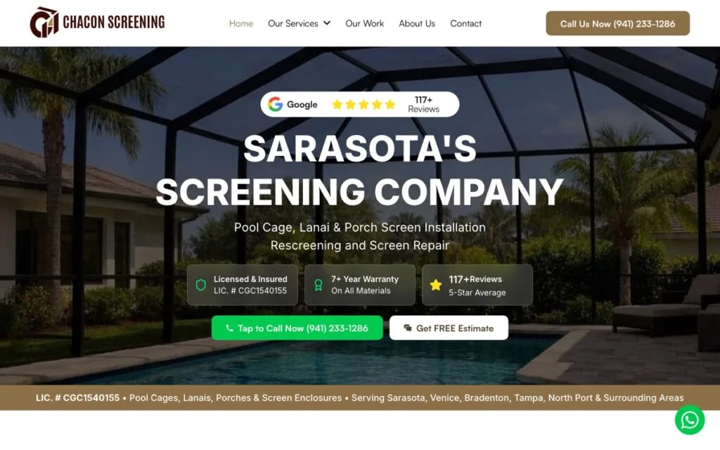 Diseño de página web para CHACON SCREENING en Florida, Estados Unidos — proyecto de Arturo Guzmán