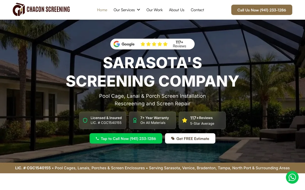 Sitio web de Chacon Screening diseñado por Arturo Guzmán