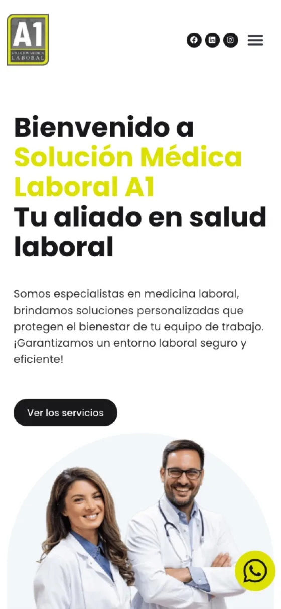 SMLA1 · Solución Médica Laboral A1 visto en celular